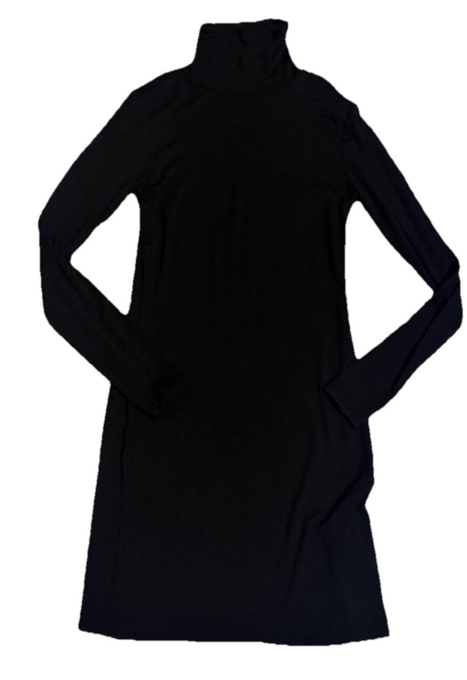 Garage Women Black Casual Dress Petite Small Stretch Turtleneck Midi